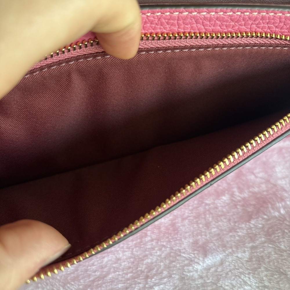 COACH Anna Foldover Crossbody Clutch Pink Pebble Leather Trompe L'oeil CH181 - Picture 10 of 16